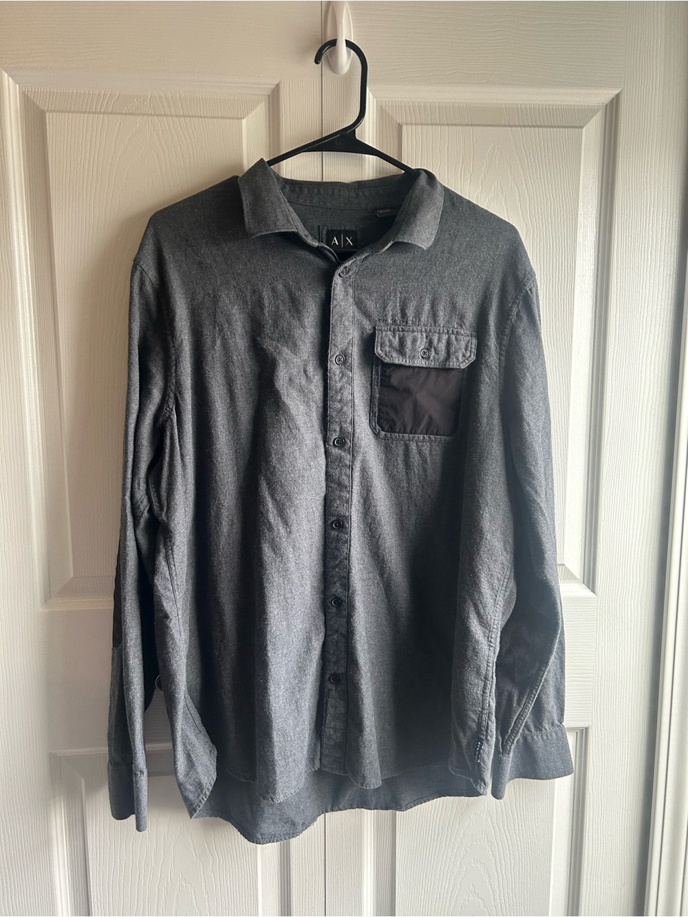 A|X Armani Exchange Men’s Long-Sleeve Button-Up Shirt – Size XL – Dark Gray